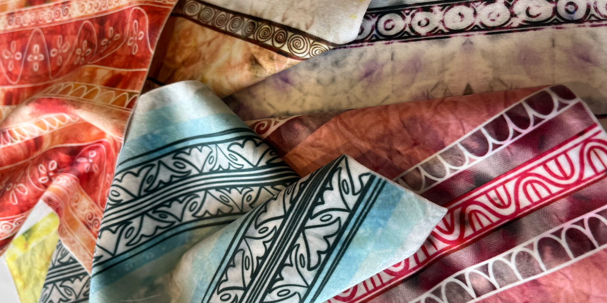 Hand-printed Rogan-inspired textile patterns from Emotions Undone